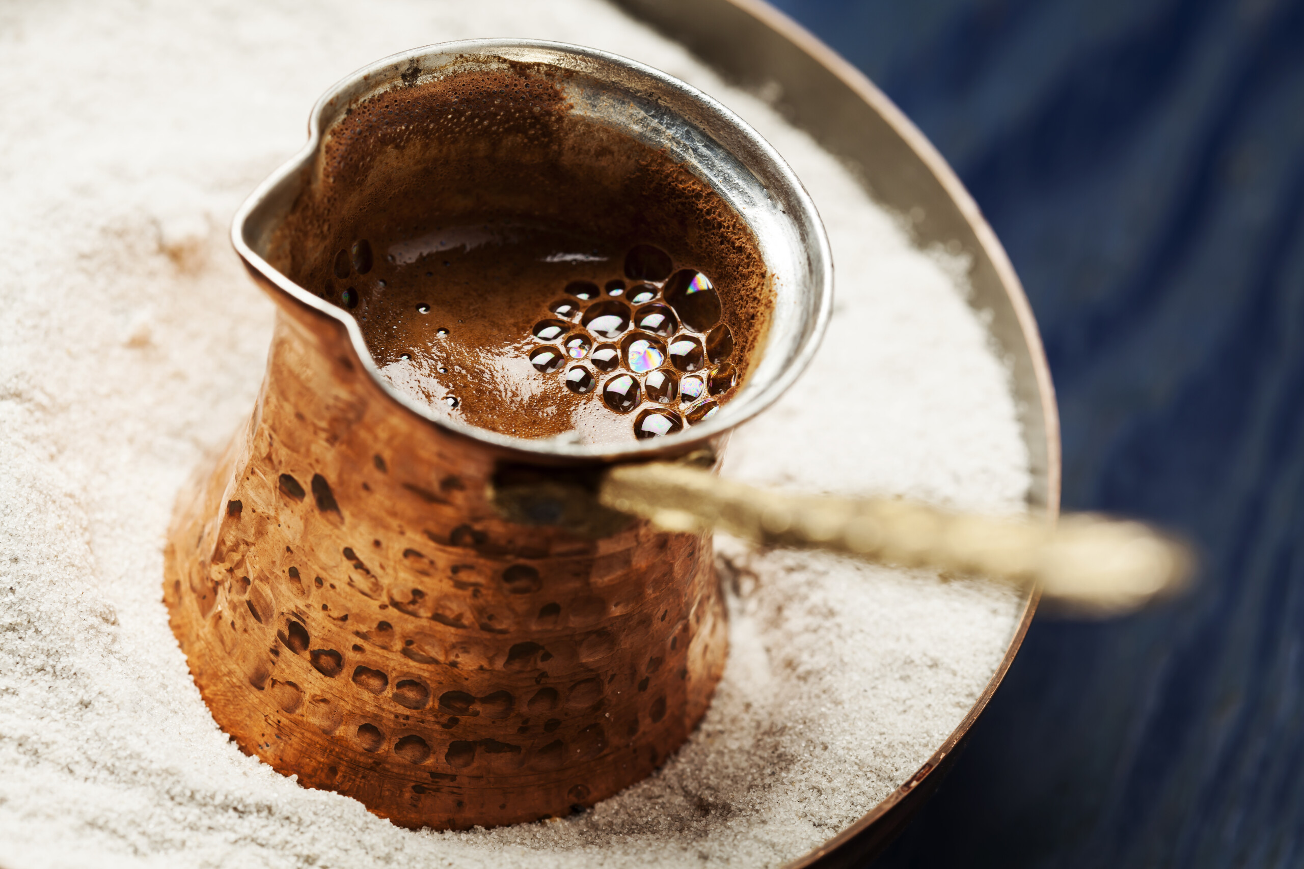 Turkish,Coffee,Made,In,Cezve,(traditional,Coffee,Pot),On,Sand