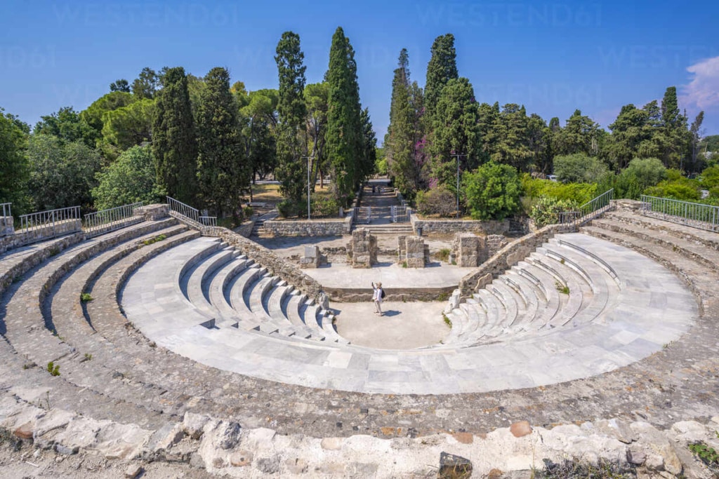 View of Roman Odeon of Kos, Kos Town, Kos, Dodecanese, Greek Islands, Greece, Europe