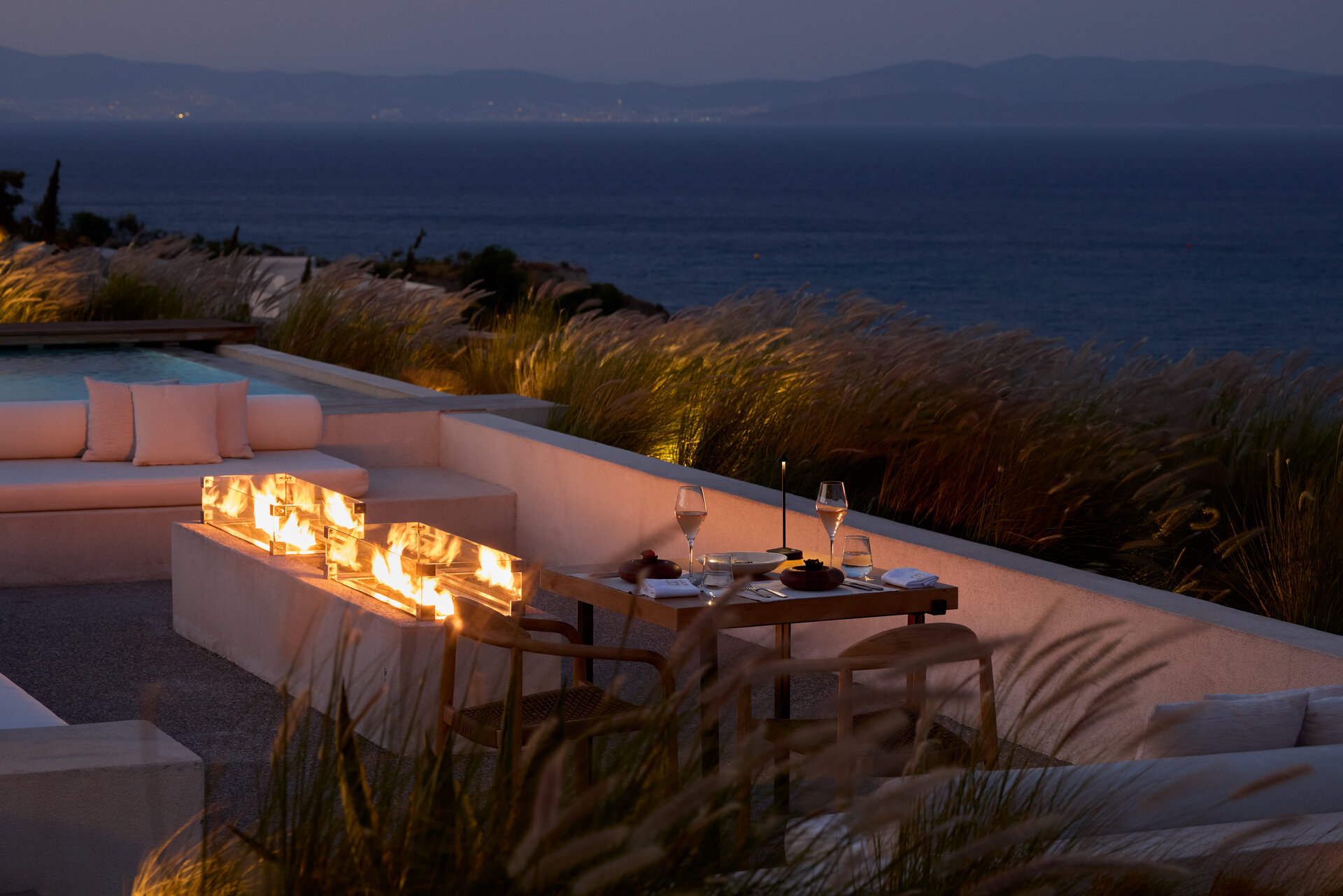 Outdoor Fireplace Sea View Dinners