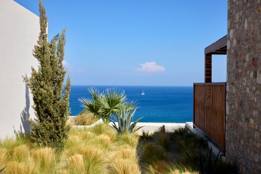 View of the sky meets sea horizon at KOIA All-Suite Wellbeing Resort in Kos island, where mindfulness in Greece comes naturally.