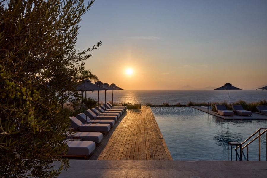 Watching the sunset from KOIA Resort, one of the unsurpassed places to soak up the best views in Kos. 